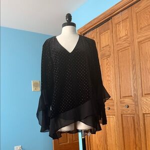 Elegant Black Blouse with Ruffle Sleeves